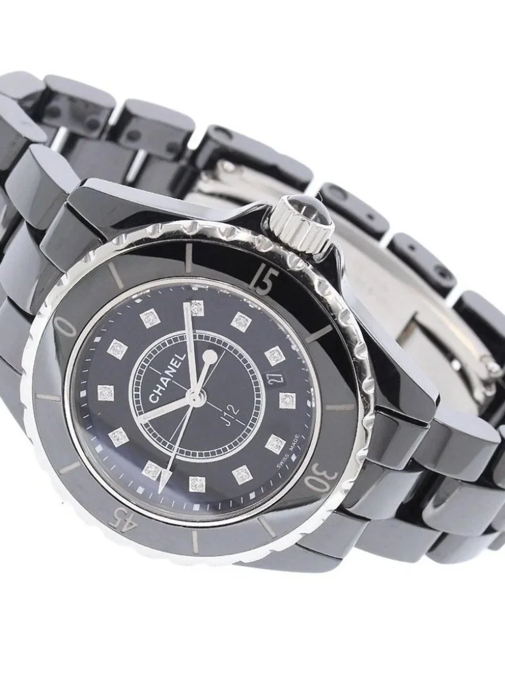 CHANEL J12 H1625 Black ceramic 33mm 12P diamond black Dial Quartz Ladies_959428